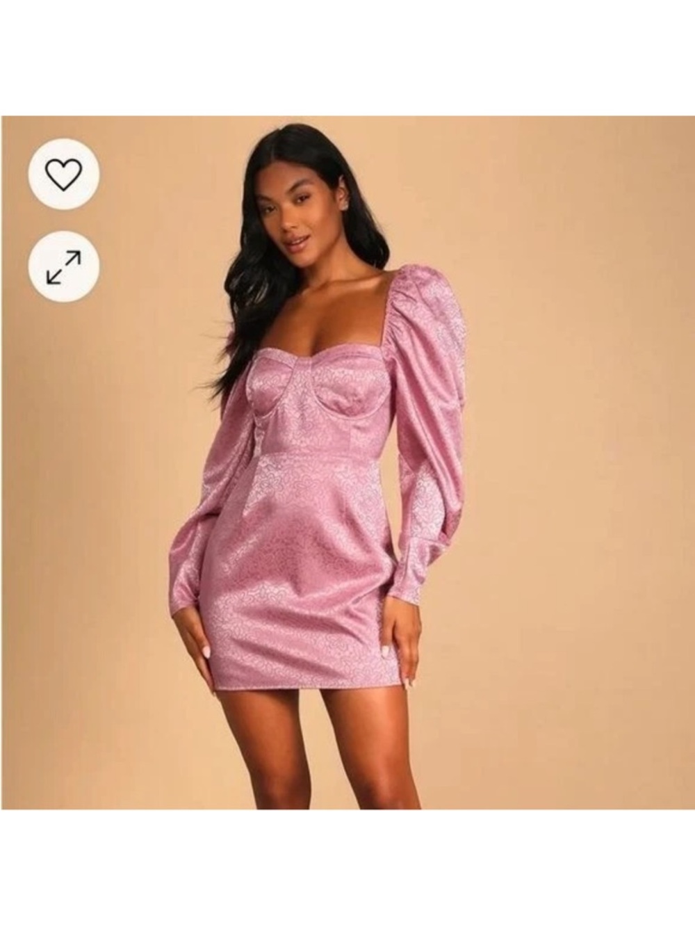 Lulu’s NWT size extra small Pink Puff-Sleeve Satin Mini Dress burst into bloom